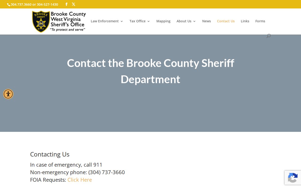 Brooke County released inmate mugshot request contact information